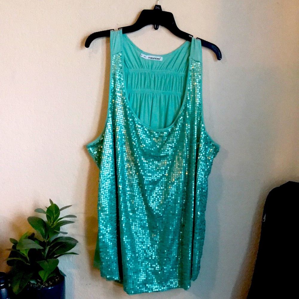 Teal Maurice sequins tank size 3